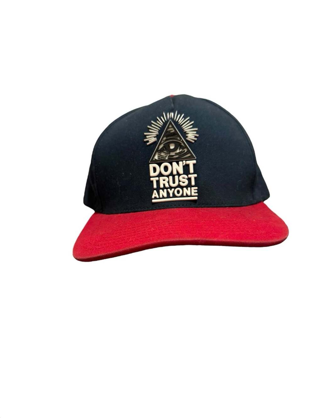 DON’T TRUST ANYONE ILLUMINATI EYE BASEBALL CAP HAT Navy Blue Red